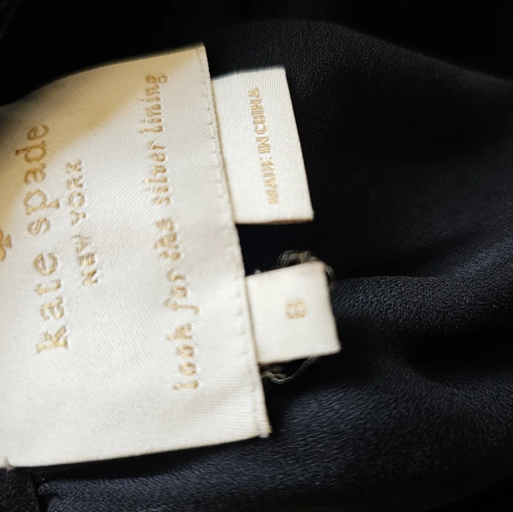 Kate Spade Elegant Chic Black Velour‎ Accents Bow Sleeveless Jumpsuit Sz 8